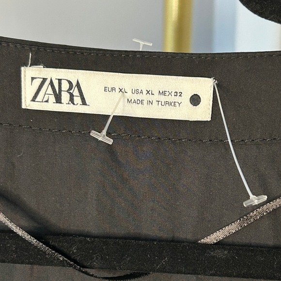 Zara Button Down Tunic Top Babydoll Style Long Sleeve Black Womens Sz XL NWOT - Picture 3 of 6